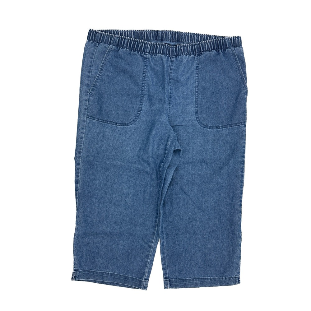 White Stag Pull On Skimmer Pant Womens Small 4/6 Blue Denim Elastic Waist Pocket